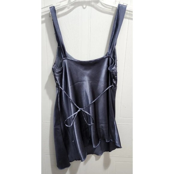 Vtg 90s Y2K Self Esteem Sleeveless Asymmetrical Blouse Satin Beaded Size XS - Picture 8 of 11